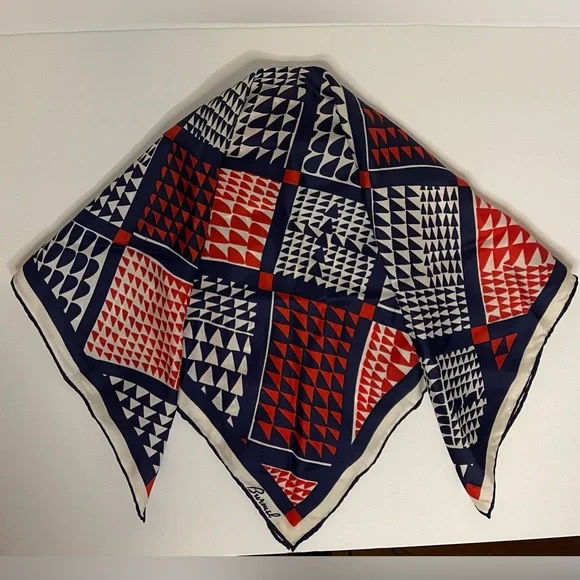 Burmel - 70’s Vintage Silk Scarf in Red, White & Blue - Picture 3 of 4